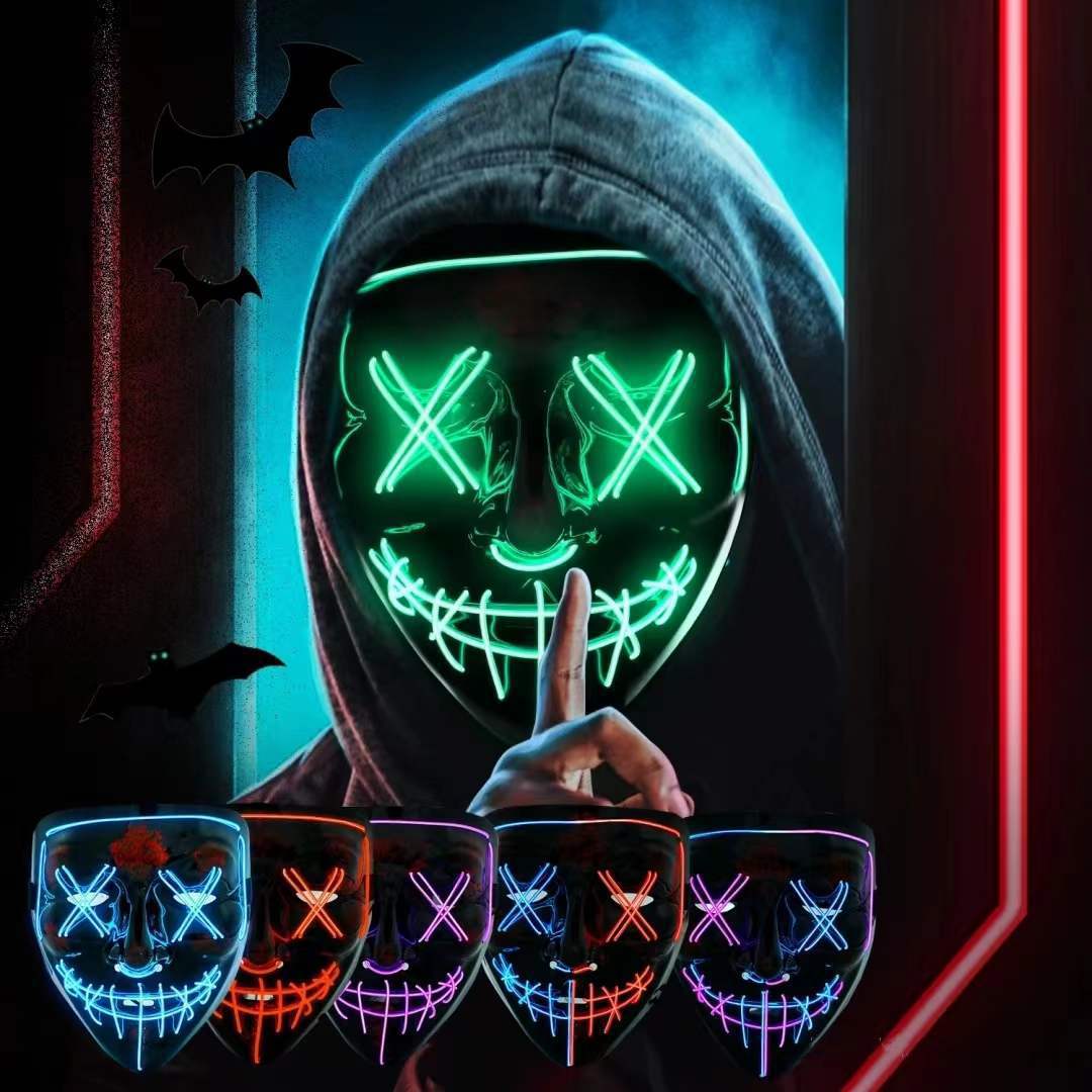 Led Purge Mask Halloween - Topeng LED Neon Nirkabel Menyala dalam