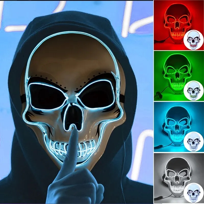 Led Purge Mask Halloween - Topeng Pemurnian Dewasa Halloween Topeng Tengkorak