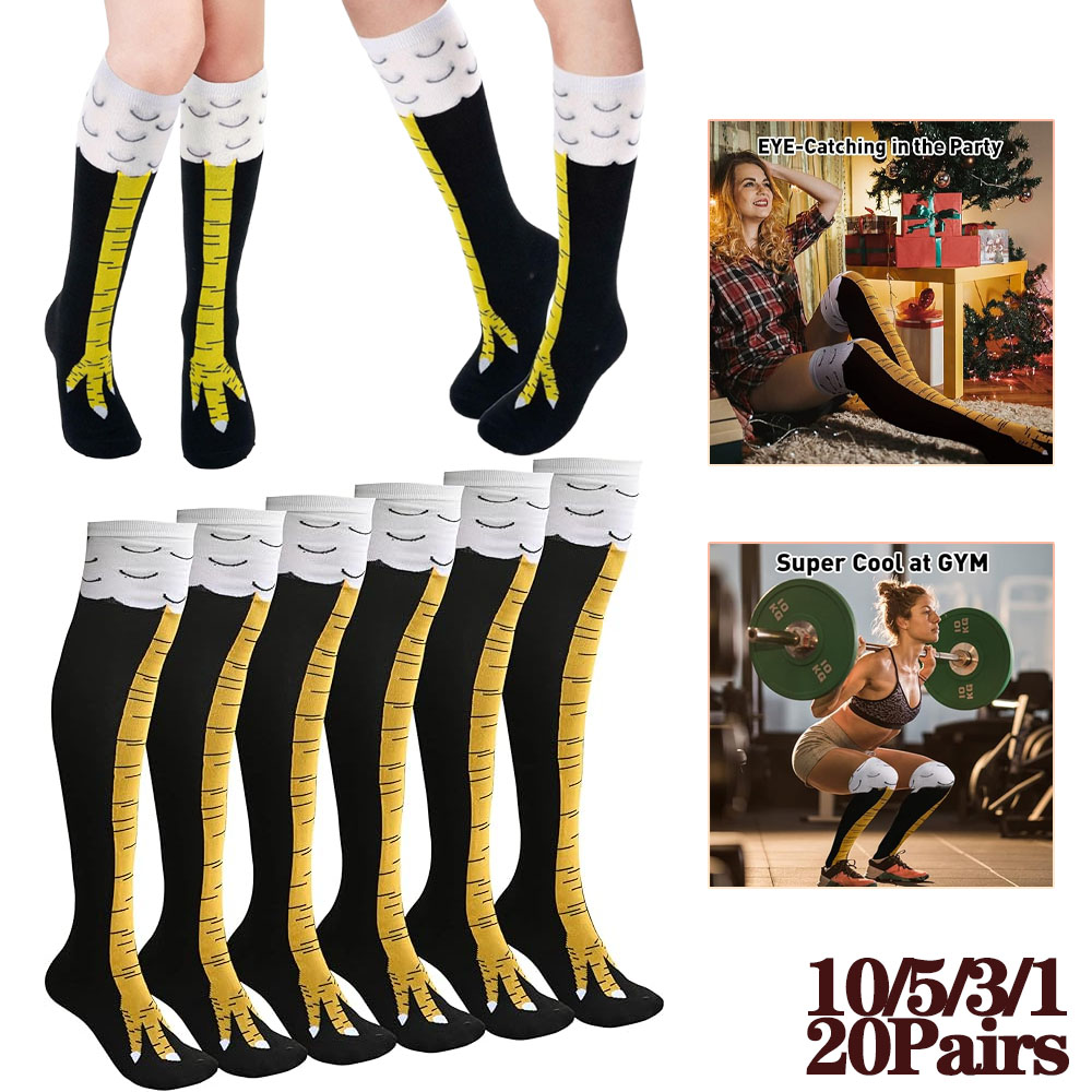 Funny Chicken Leg Socks - 1-20 Pasang Kaus Kaki Setinggi Lutut