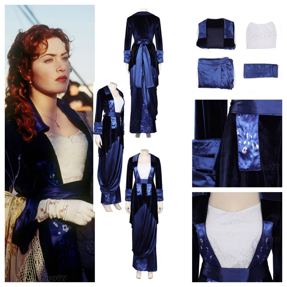 Medieval Renaissance Dress Women - Kostum Cosplay Ruth DeWitt Bukater Titanic