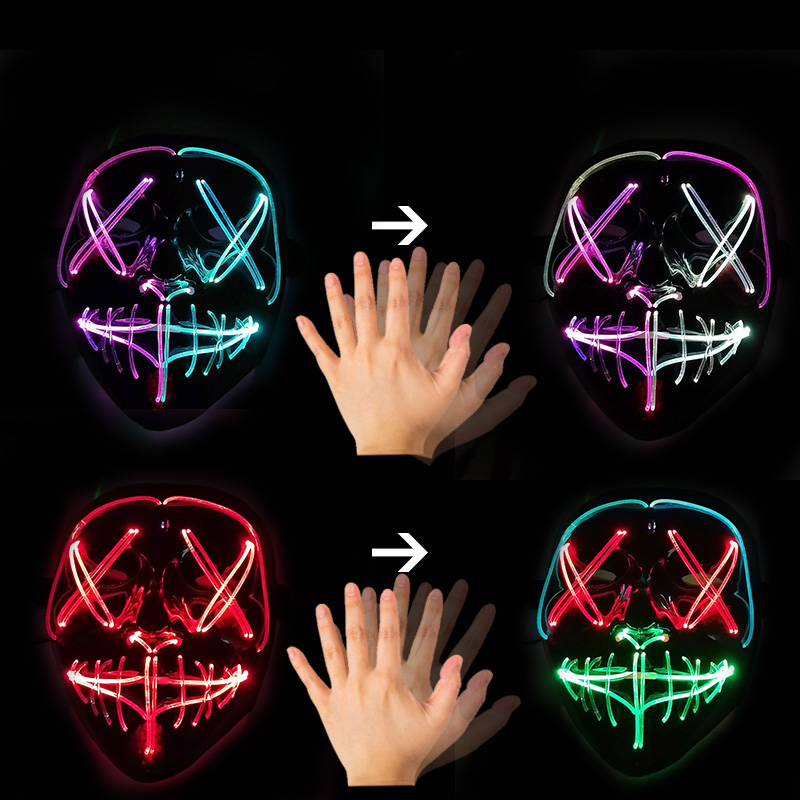 Led Purge Mask Halloween - Topeng LED Kontrol Gerakan, Topeng Bercahaya