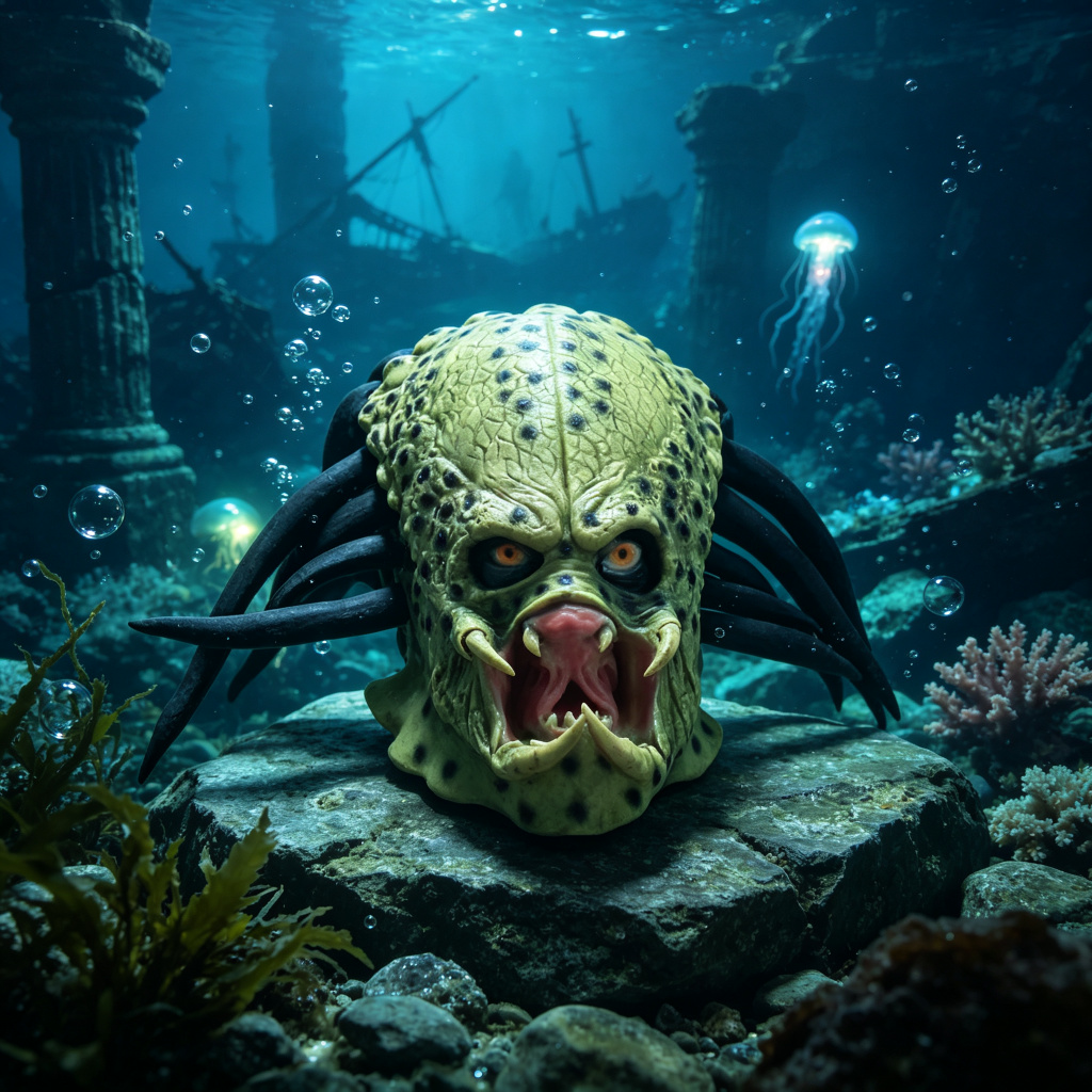 Latex Alien Mask Realistic - Topeng Kepala Predator Realistis Desain Alien