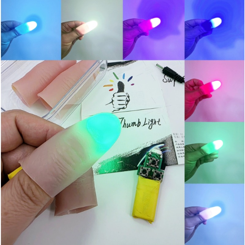 Thumb Tip Magic Trick Set - 7 Set Lampu Warna-Warni dengan Pengisian