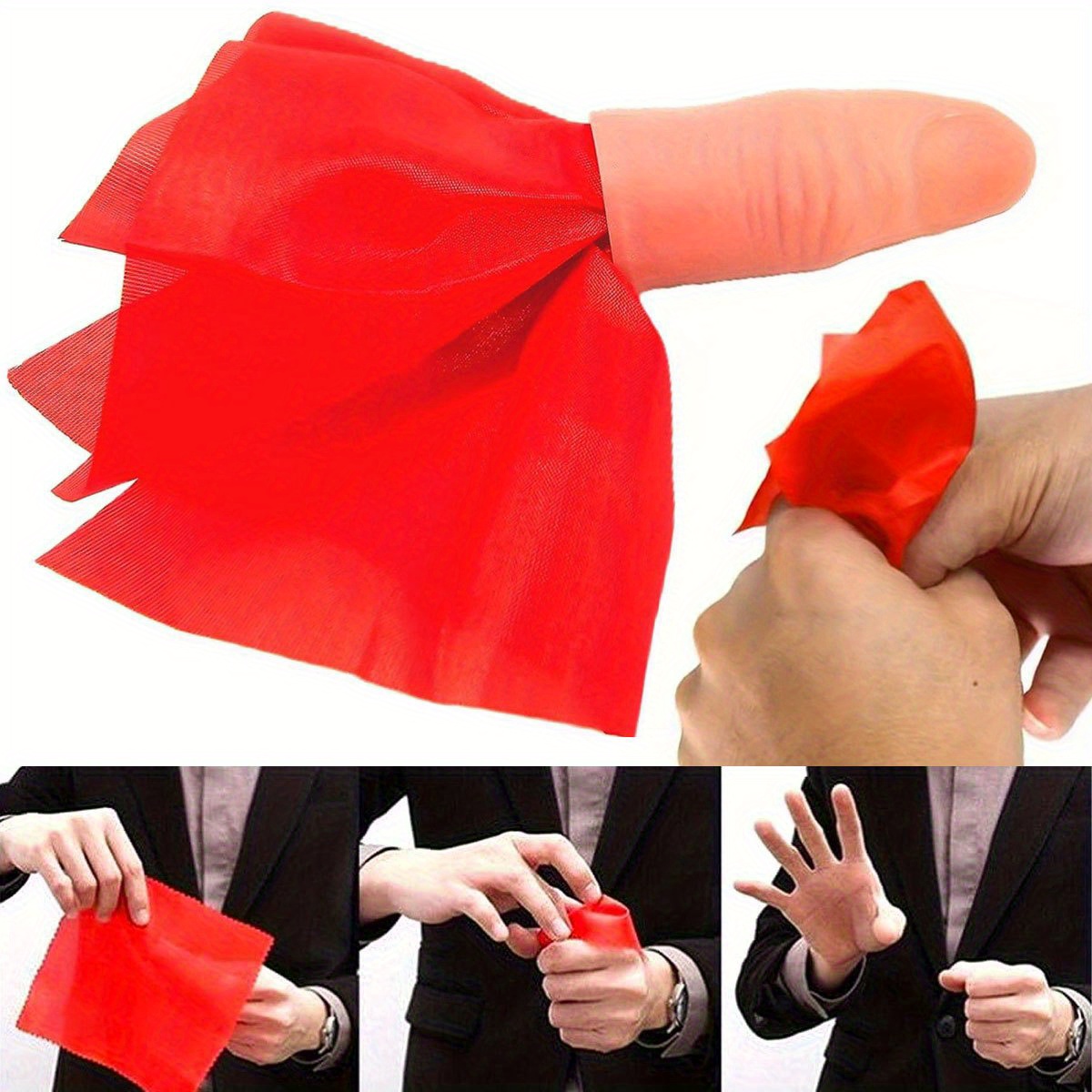 Thumb Tip Magic Trick Set - 1Set Syal-Vanish Set Lengan Jari Ujung