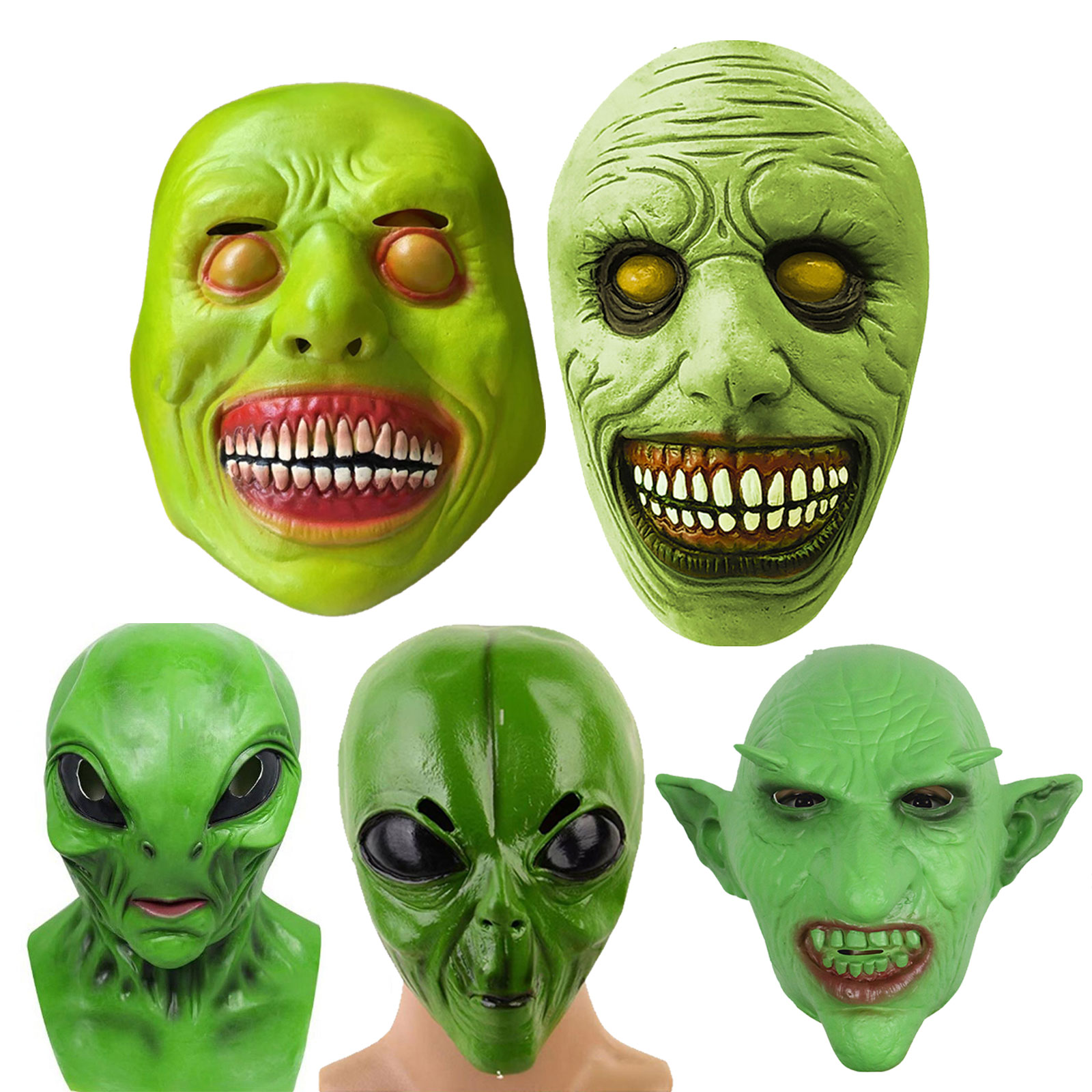 Latex Alien Mask Realistic - Topeng Alien Halloween Topeng UFO Xenomorph