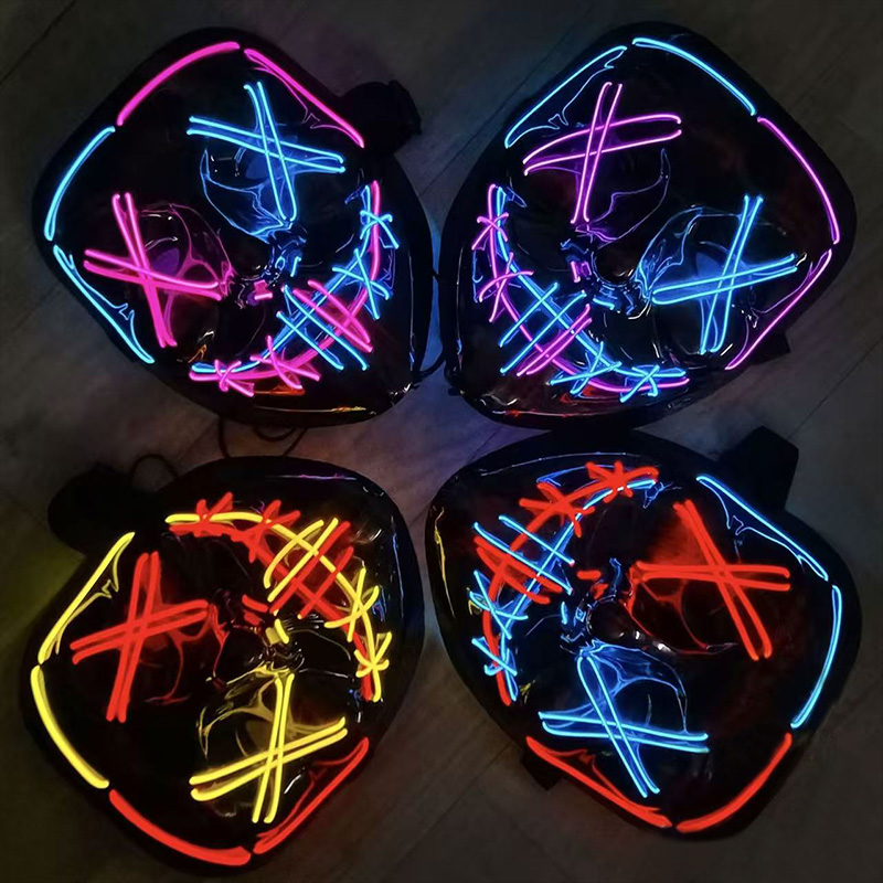 Led Purge Mask Halloween - Masker Purge LED Nirkabel Bercahaya Menyeramkan,