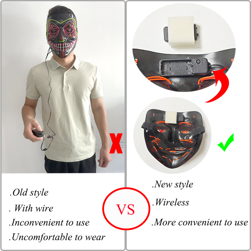 Led Purge Mask Halloween - 5pcs Grosir Topeng Pesta Halloween Menyeramkan