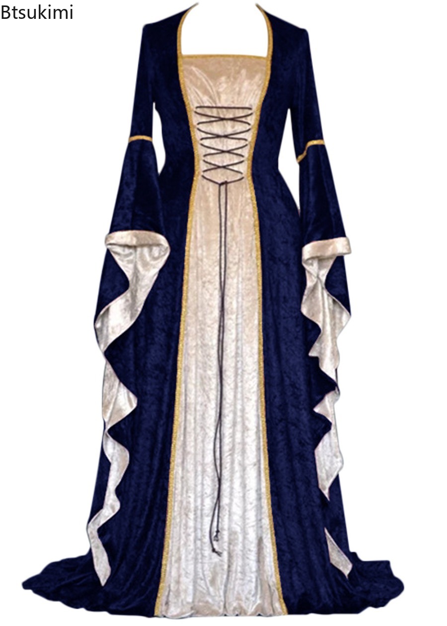 Medieval Renaissance Dress Women - Gaun Kostum Retro Abad Pertengahan Renaisans