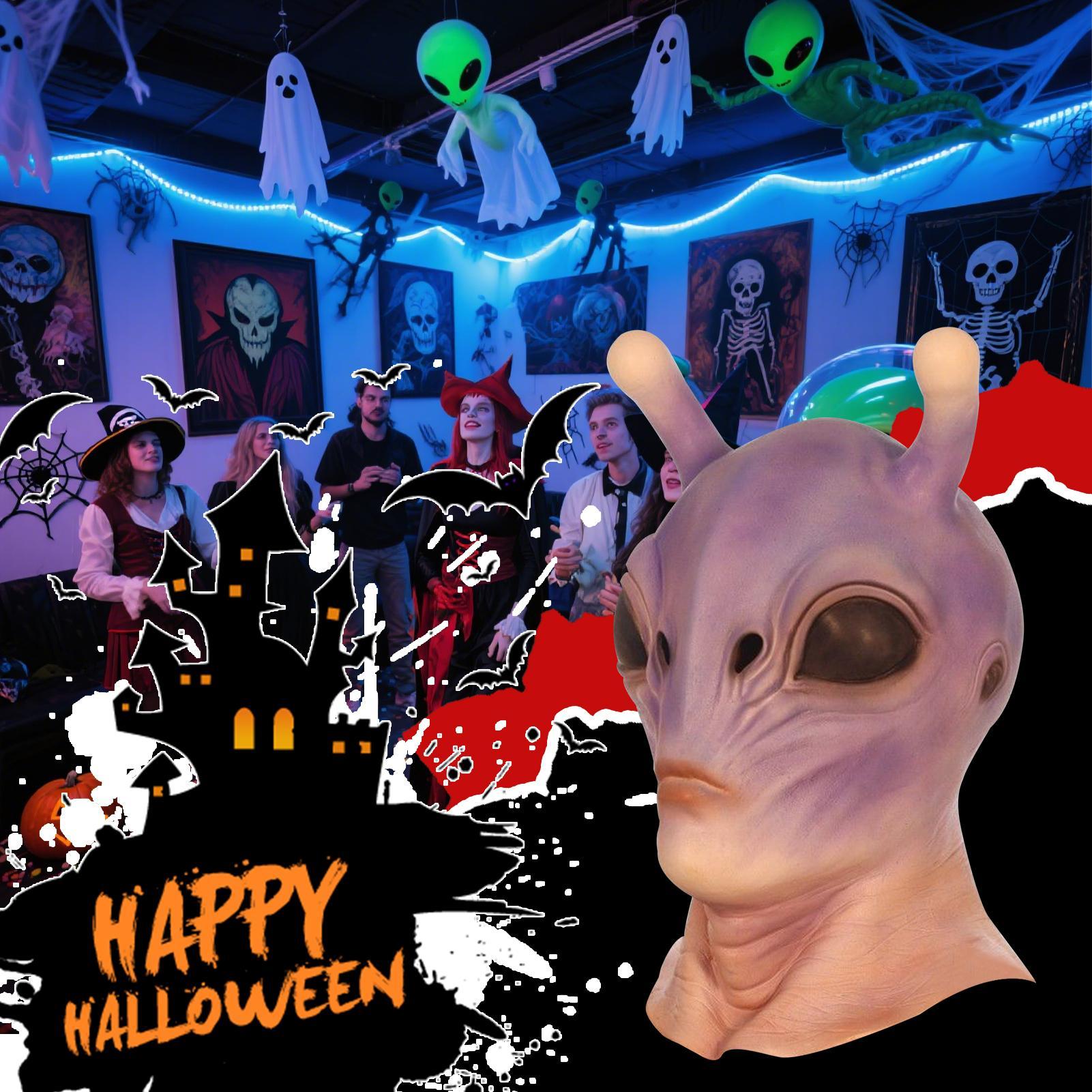 Latex Alien Mask Realistic - Topeng Alien Halloween Realistis Kepala Penuh