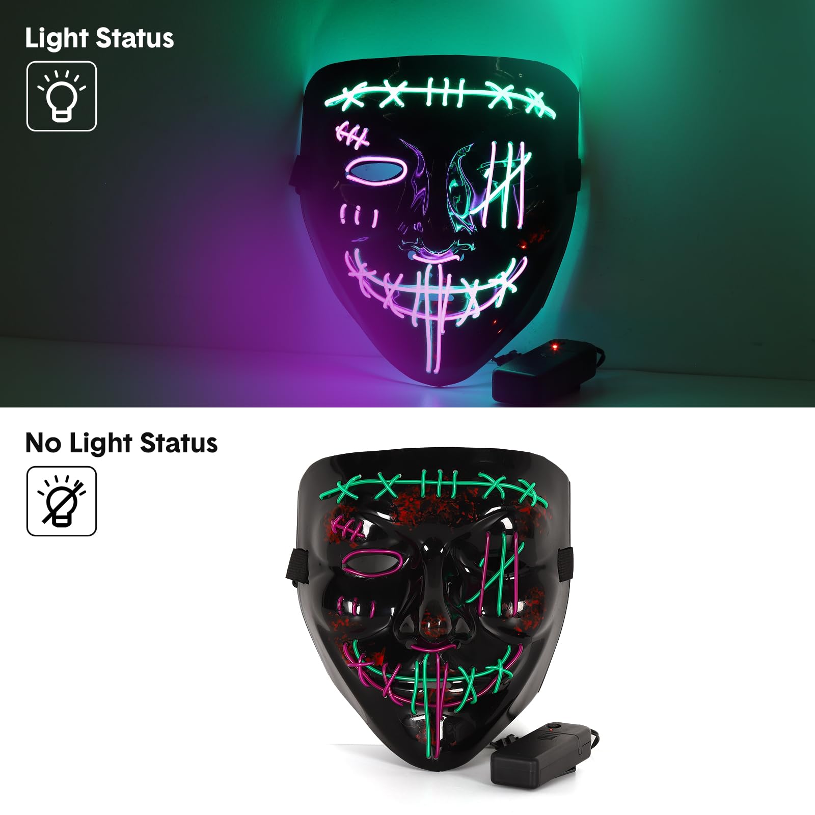 3 PAKET Topeng Halloween Menye - Led Purge Mask Halloween ulasan dan harga