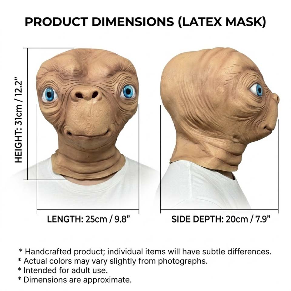 Topeng Latex Alien ET Realisti - Latex Alien Mask Realistic ulasan dan harga