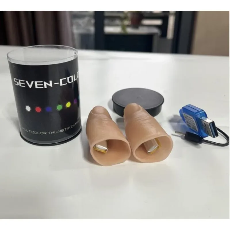 Tujuh Warna Lampu LED Ujung Ja - Thumb Tip Magic Trick Set ulasan dan harga