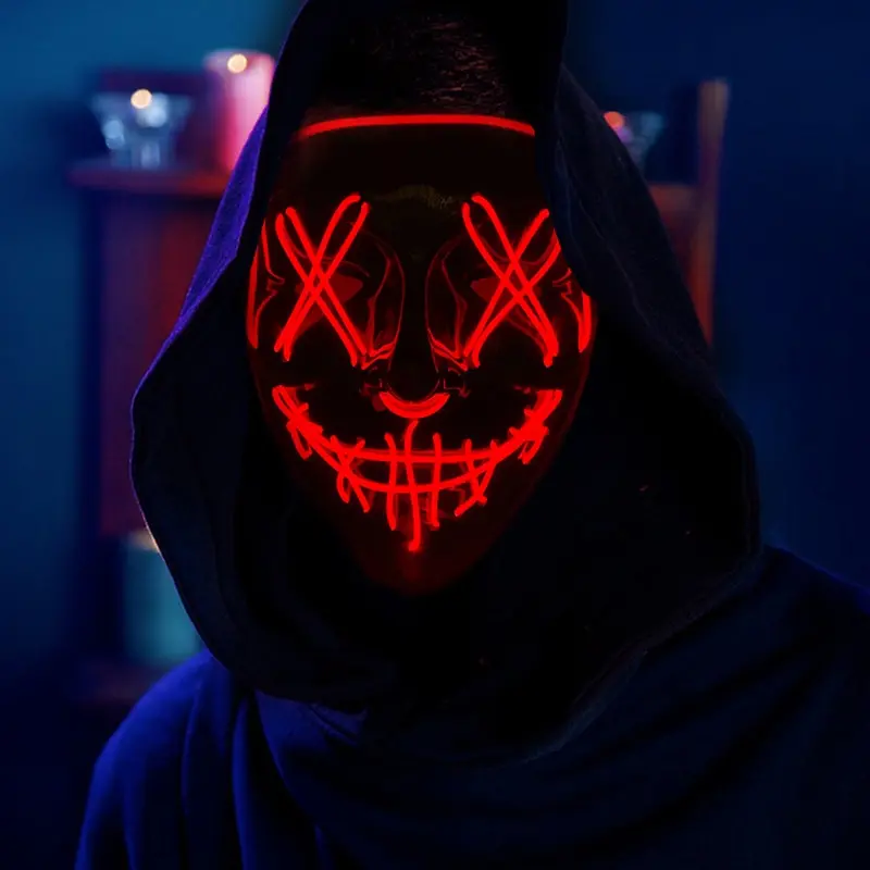 Topeng wajah Halloween bersina - Led Purge Mask Halloween ulasan dan harga