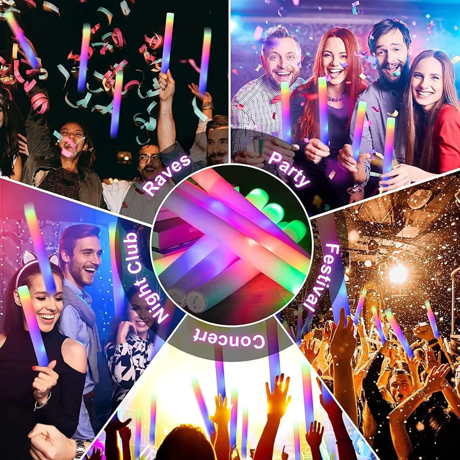50 Buah Tongkat Cahaya Busa LE - Flashing Led Foam Sticks Party ulasan dan harga