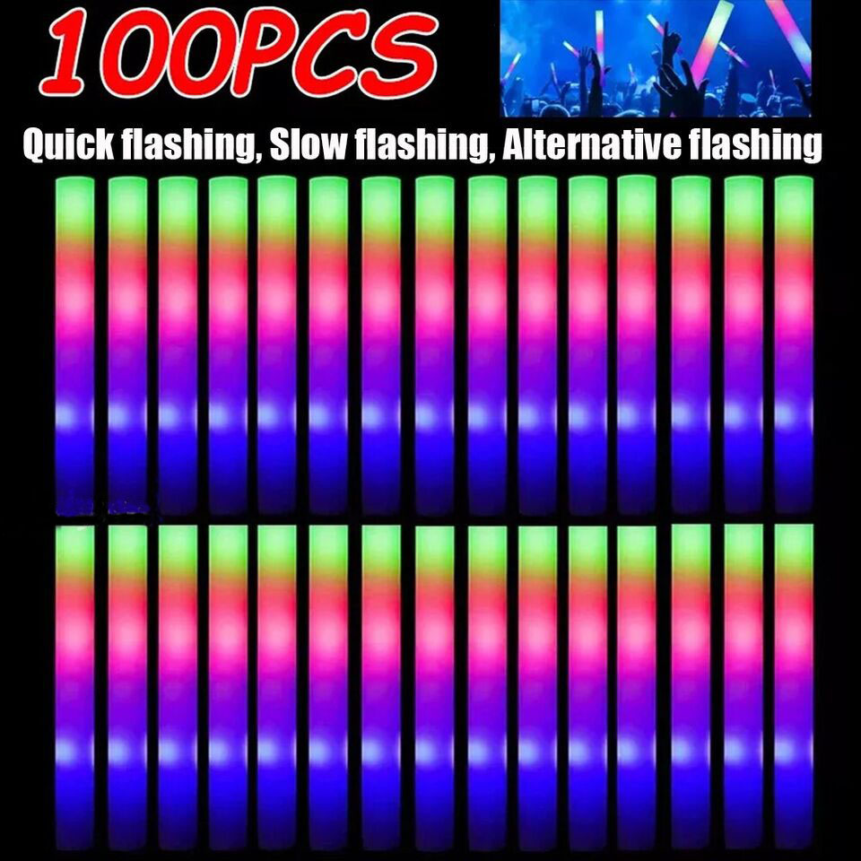 Tongkat Pijar LED 100 Buah, To - Flashing Led Foam Sticks Party ulasan dan harga