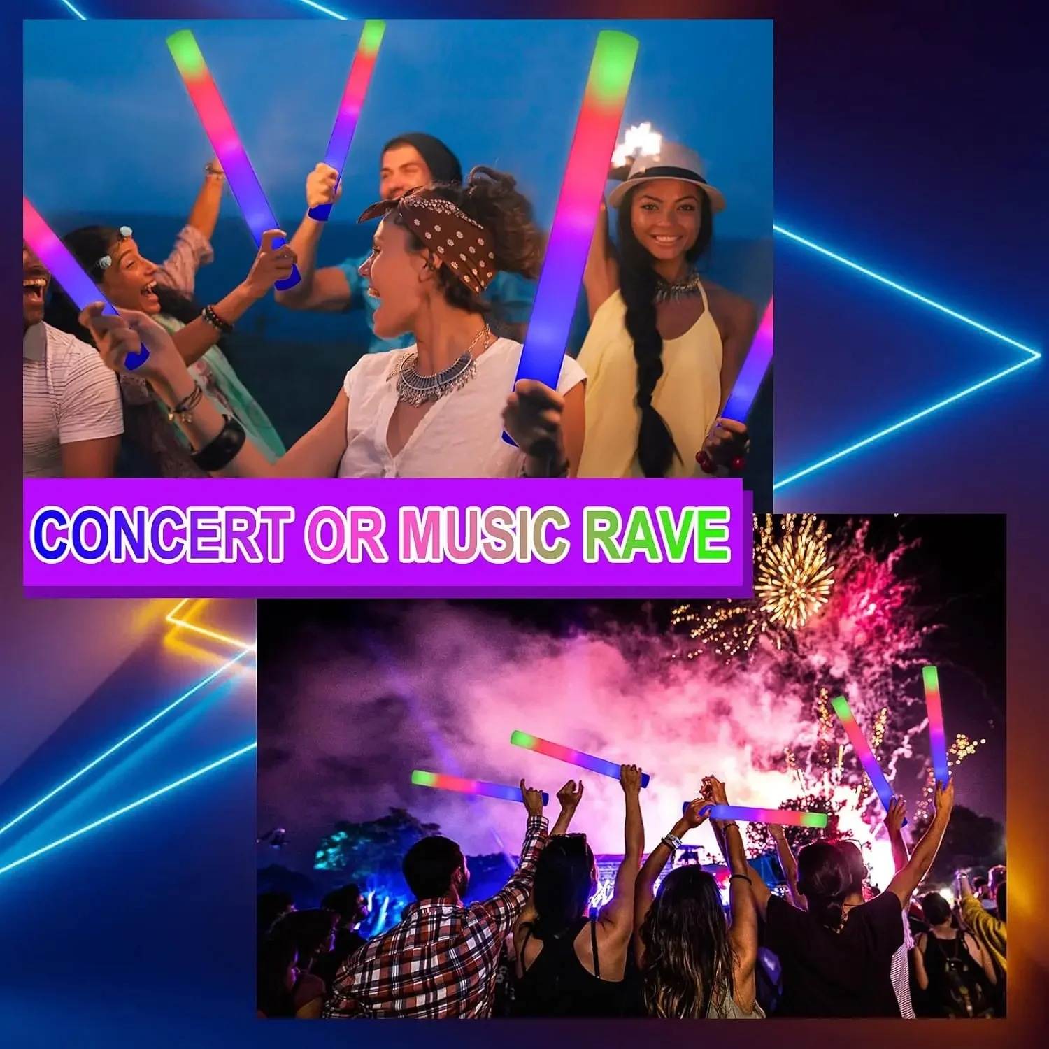 3Z-50PCS Tongkat Busa LED Berc - Flashing Led Foam Sticks Party ulasan dan harga