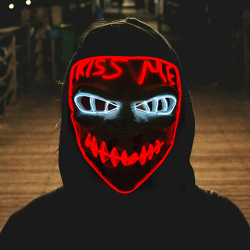 Cosplay Bercahaya EL Kawat Top - Led Purge Mask Halloween ulasan dan harga