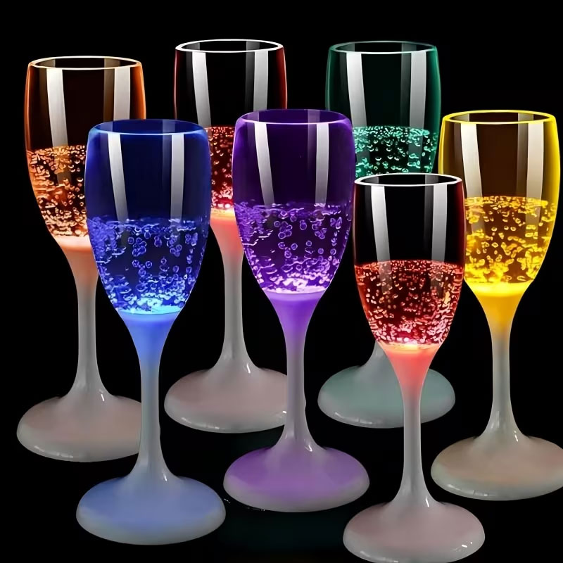 6 buah gelas sampanye LED berc - Glow In The Dark Party Glasses ulasan dan harga