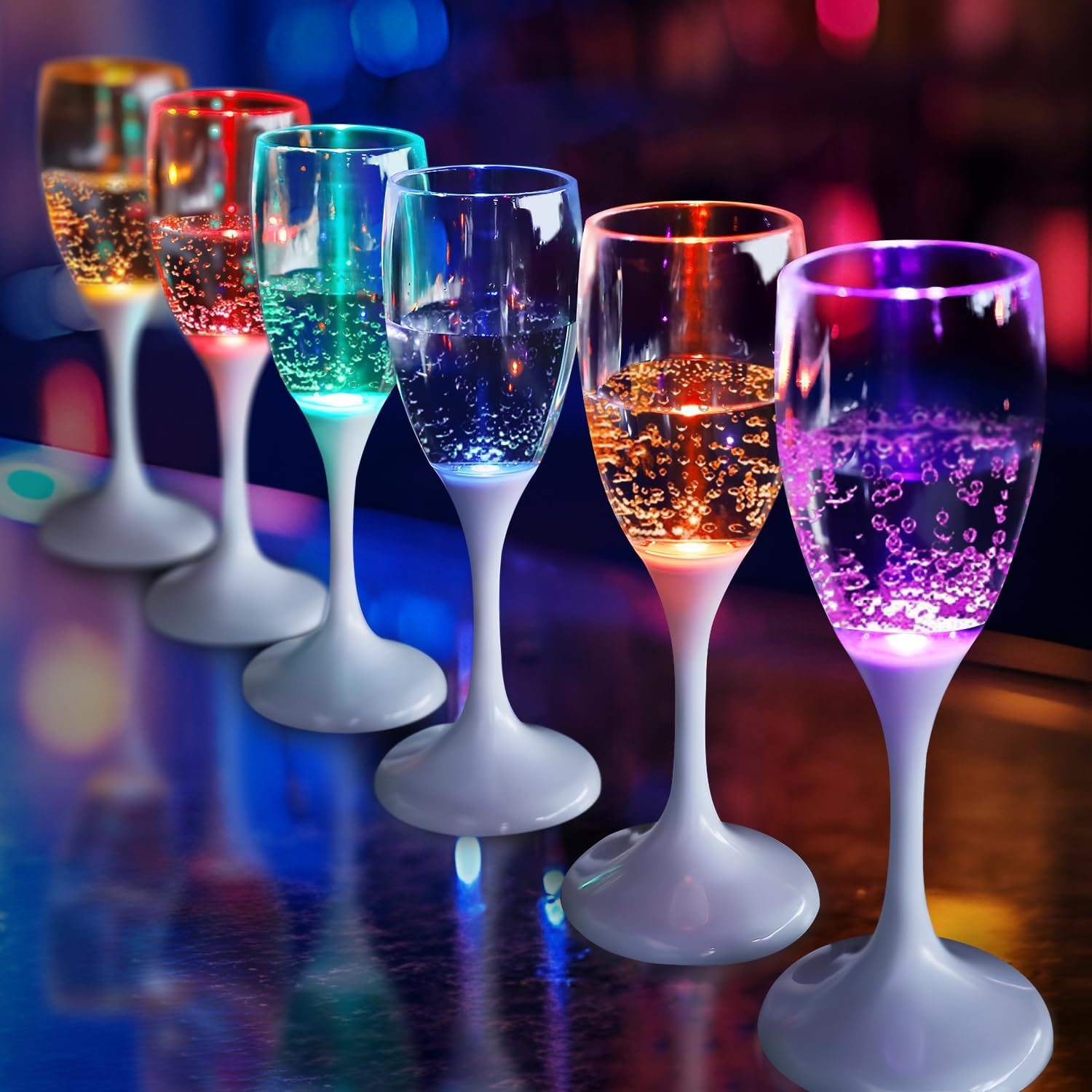 6 buah gelas sampanye LED berc - Glow In The Dark Party Glasses ulasan dan harga