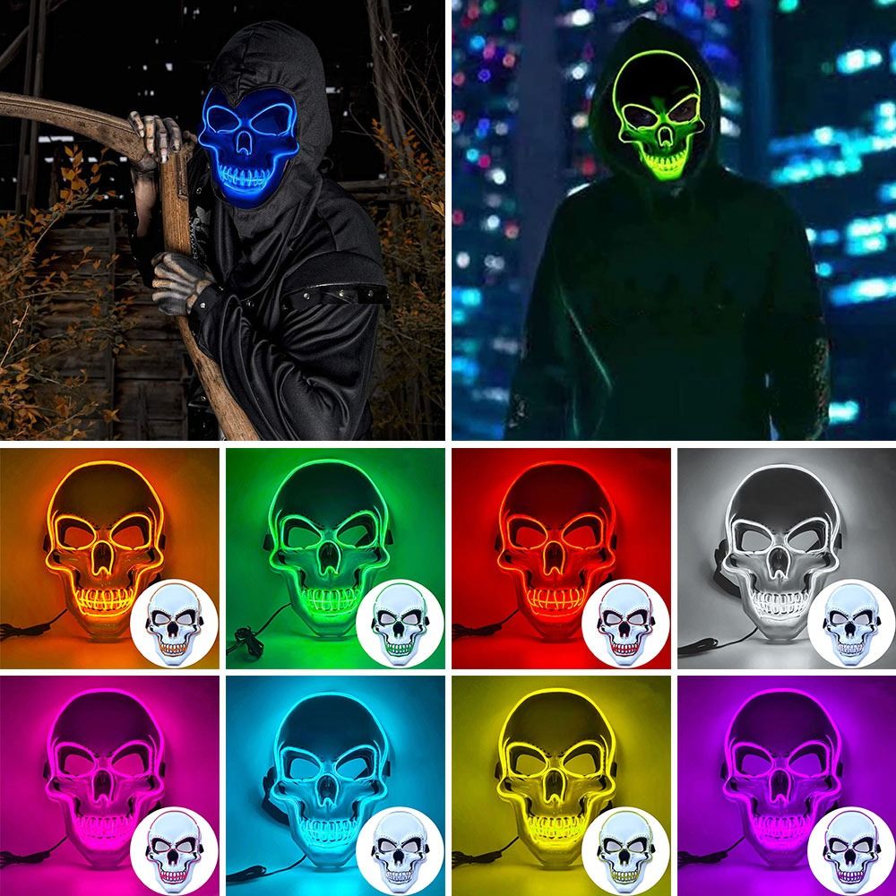 Topeng Tengkorak Halloween Hor - Led Purge Mask Halloween ulasan dan harga