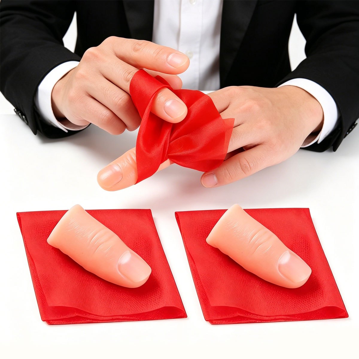 3set Scarf-Vanish Magic Thumb  - Thumb Tip Magic Trick Set ulasan dan harga