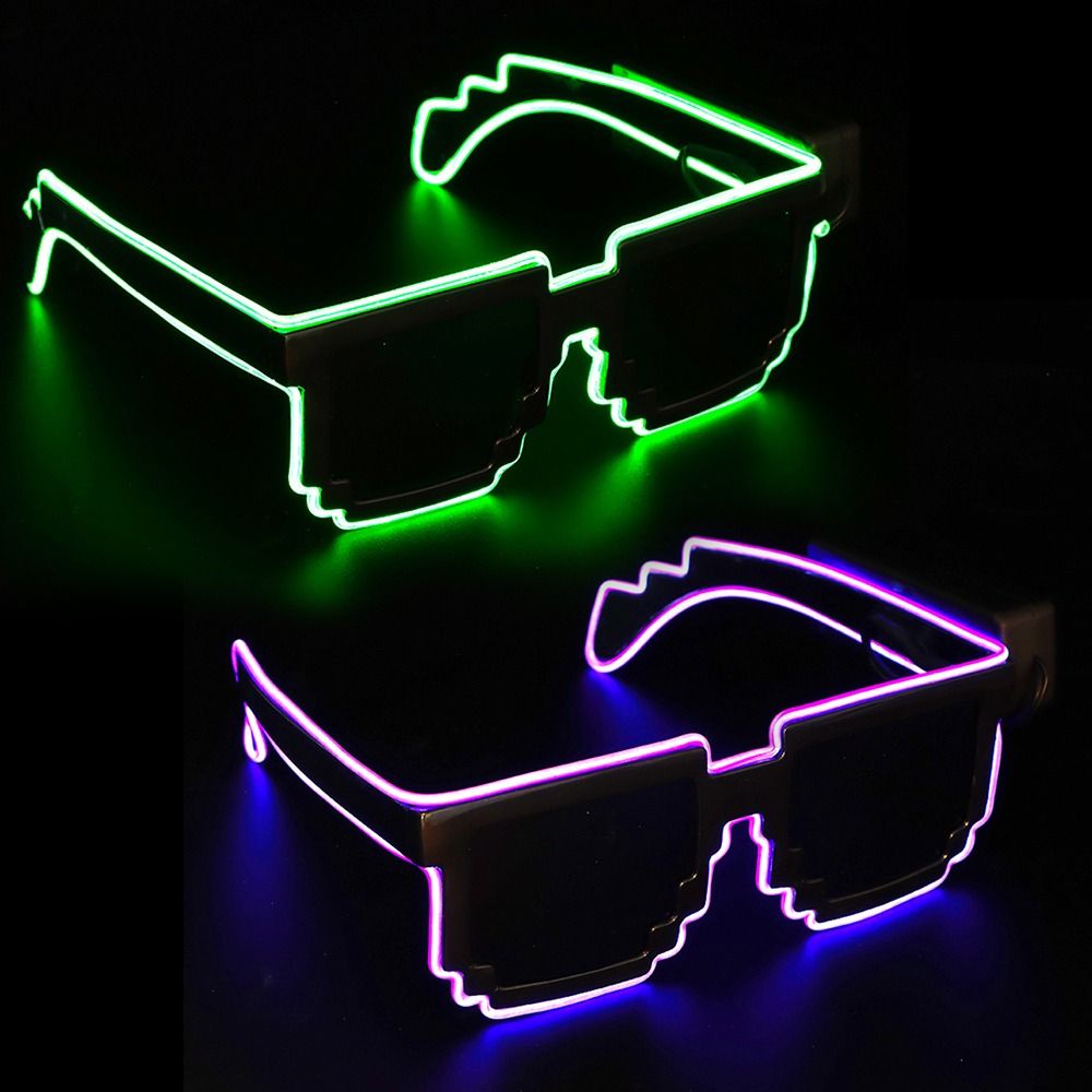 Novel mosaik kacamata LED nirk - Glow In The Dark Party Glasses ulasan dan harga