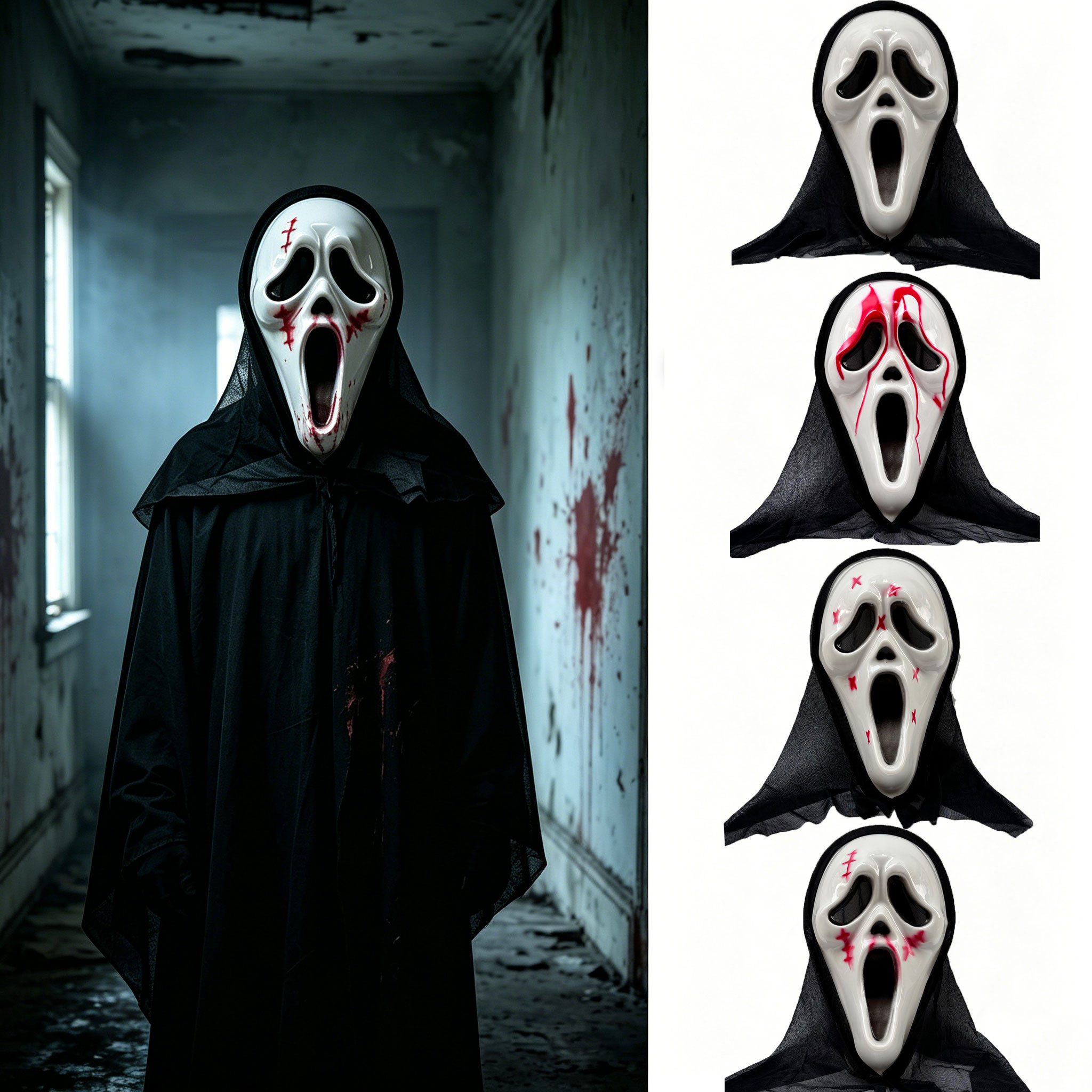 Topeng Horor Hantu dengan Tudu - Led Purge Mask Halloween ulasan dan harga