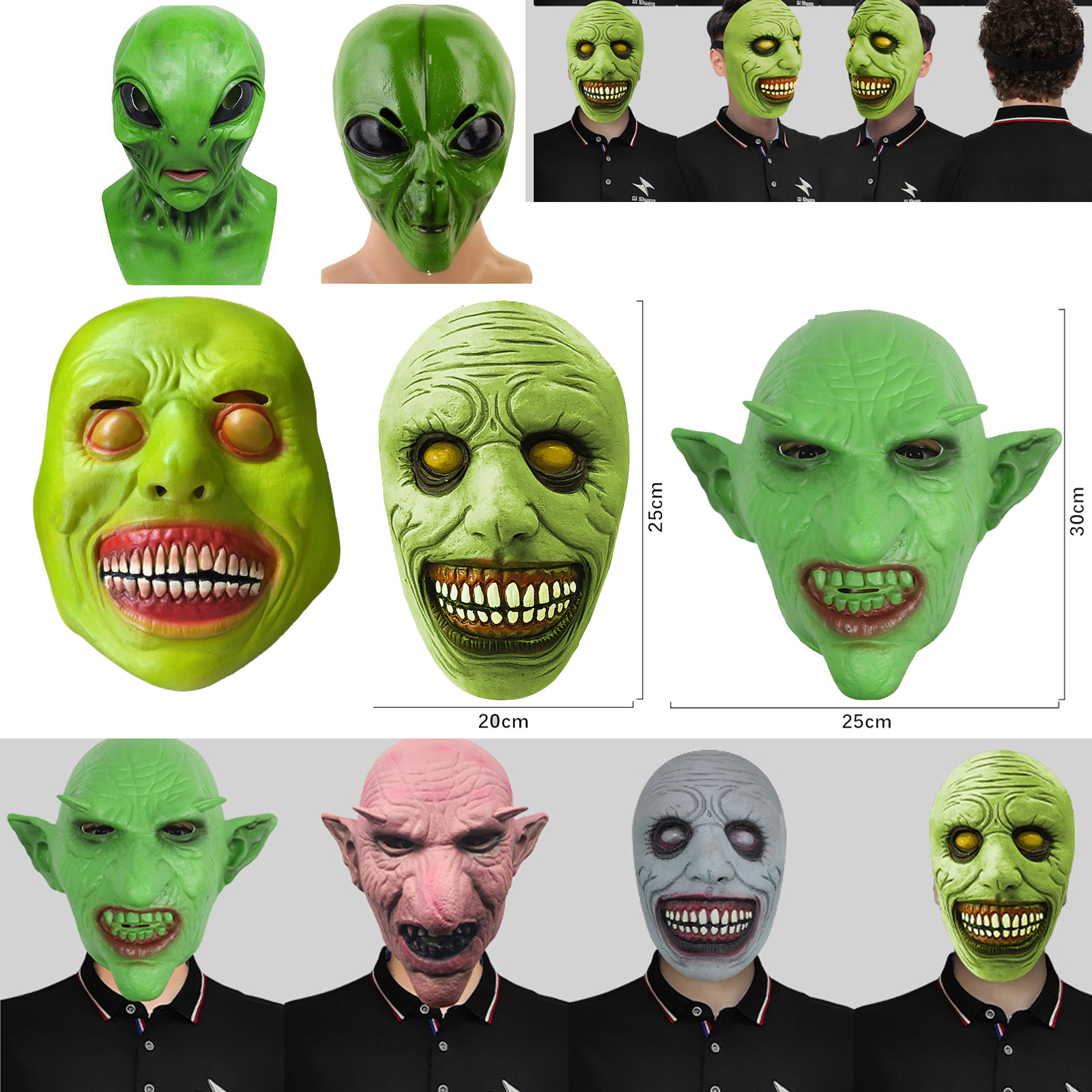 Topeng Alien Halloween Topeng  - Latex Alien Mask Realistic ulasan dan harga