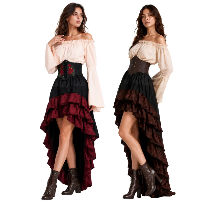 Gaun Bajak Laut Retro Abad Per - Medieval Renaissance Dress Women ulasan dan harga